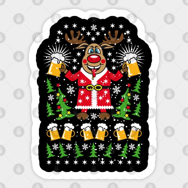 81 Reindeer Deer Rudolph Beer Santa Sticker by Margarita7